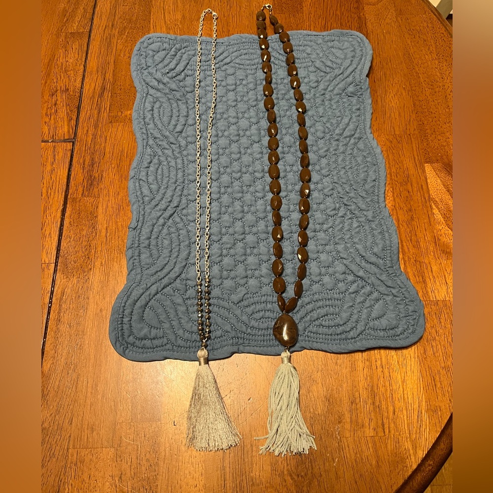 Two long tassel necklaces